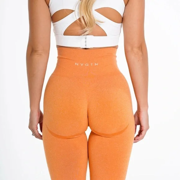 Sunset Orange Contour Seamless NVGTN Leggings - Picture 2 of 6